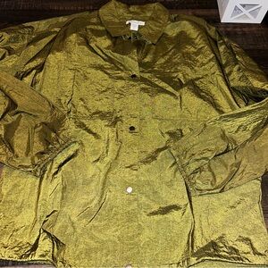 Athleta Women's Nylon Shirt Bright Olive Snap Hike Commute Work Weekend NWOT